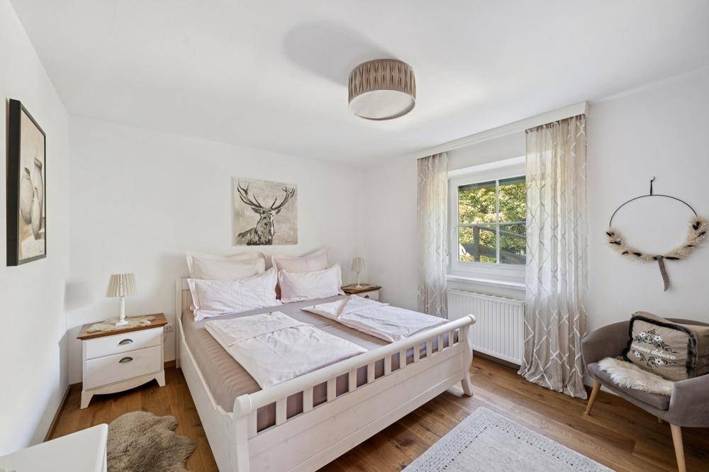 Das ruhige Schlafzimmer der Ferienwohnung