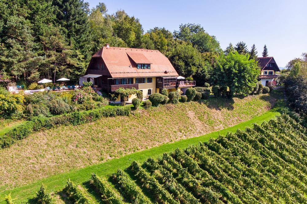 Ansicht Haupt- und Gästehaus inkl. Weingarten