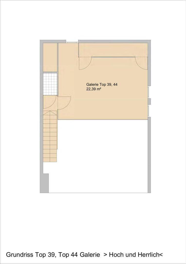 Grundriss einer Galerieebene mit Treppenzugang und offenem Raum, ideal als zusätzlicher Wohnbereich.