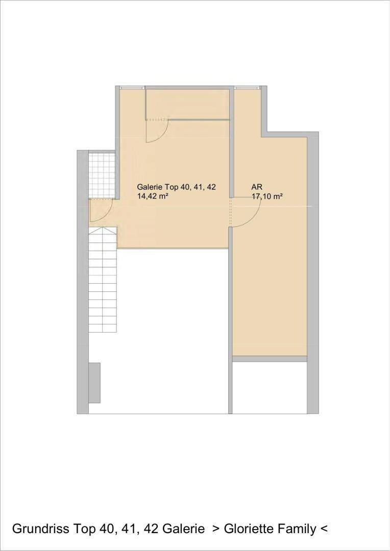 Grundriss einer Galerieebene mit zusätzlichem Abstellraum und Treppenzugang.
