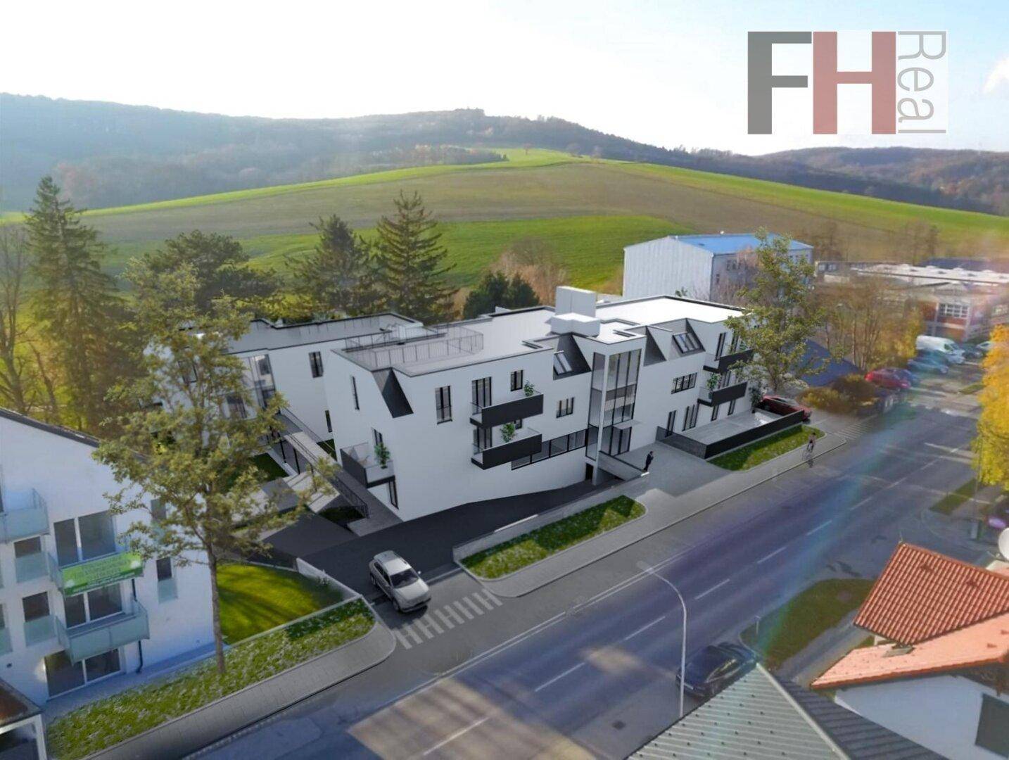 PROVISIONSFREI! Bewilligtes Bauträgerprojekt auf südseitigem, ebenen Grundstück mit toller Fernsicht, 2074m² NNF, nahe Gablitz Zentrum! – pohled 3
