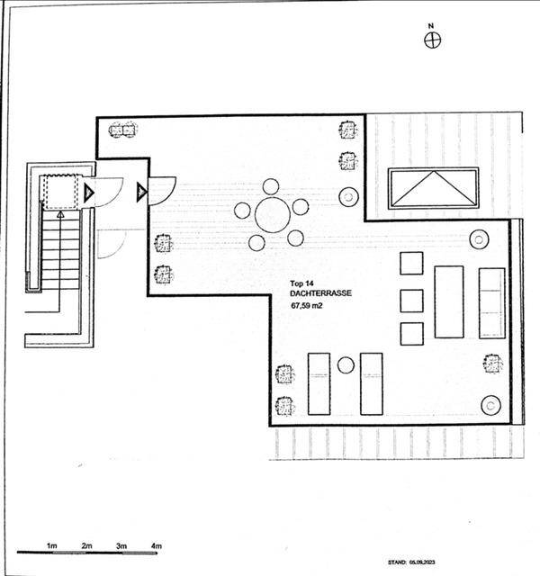 Grundriss Dachterrasse optional zu Top 14