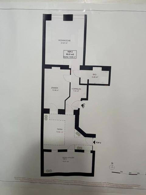 Grundriss Top 1 mit eigenem Innenhof und Atelier