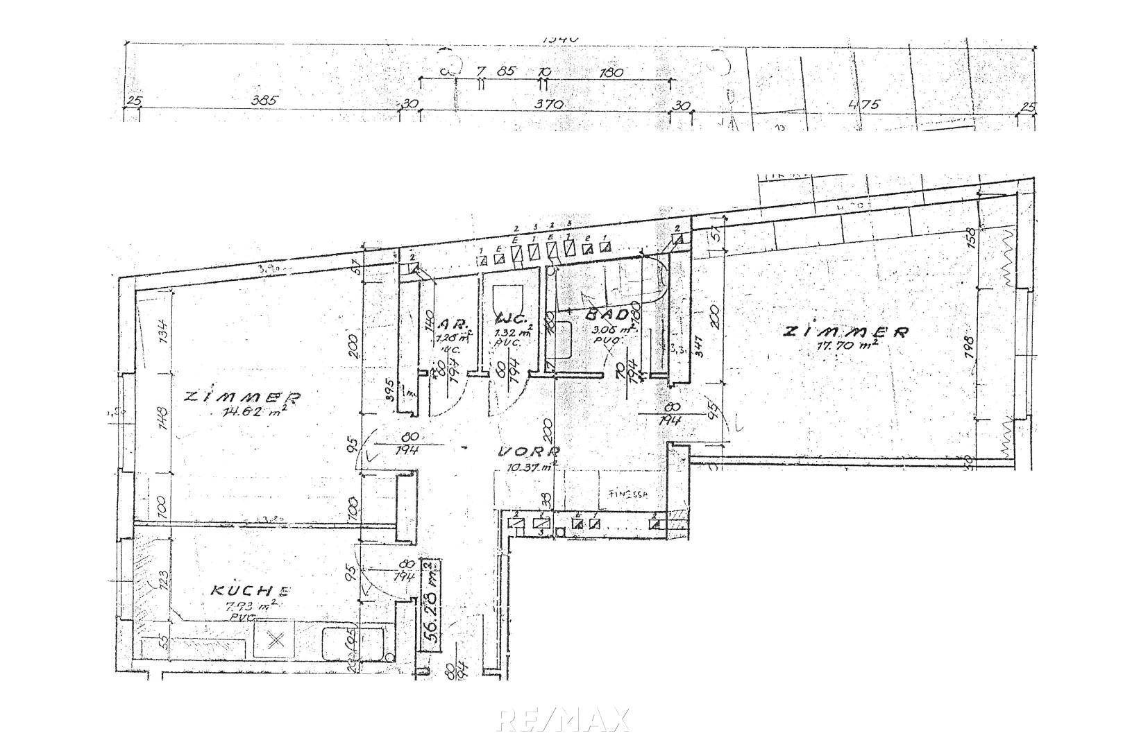 Plan mit Flächen- und Maßangaben