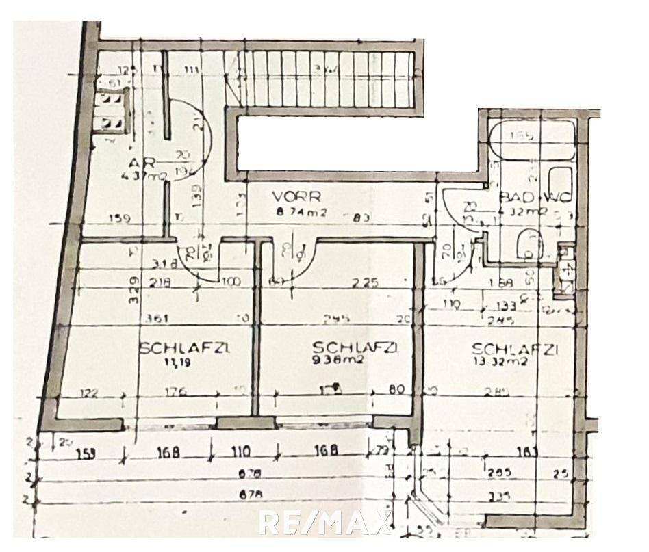 Bestandsplan Bauakt Ebene 2 - 4. Stock