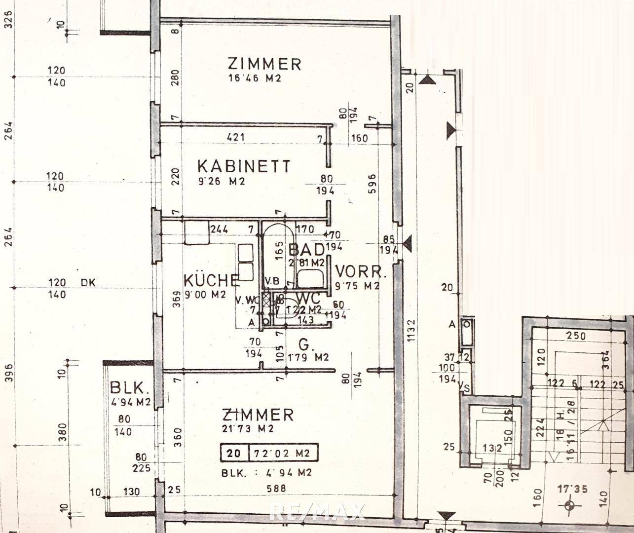 Bestandsplan Wohnung - 1972