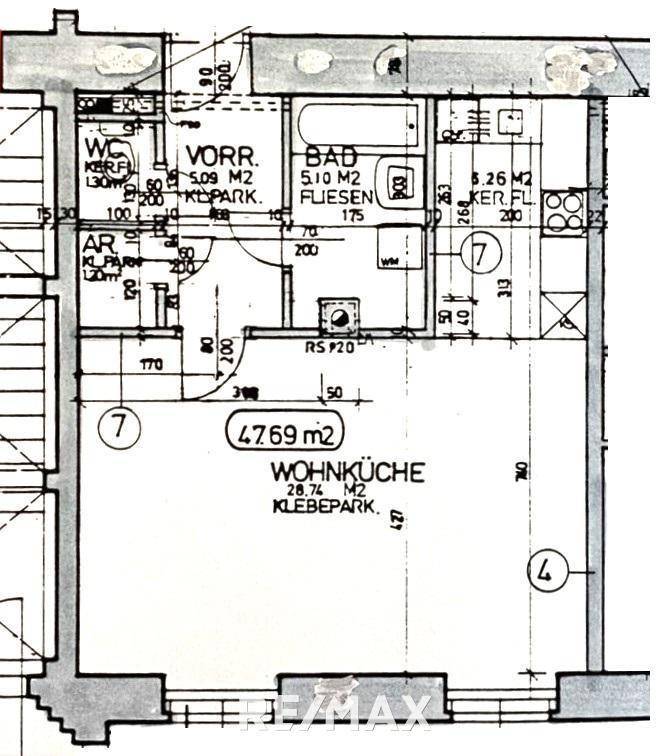 Bestandsplan Wohnung laut Bauakt