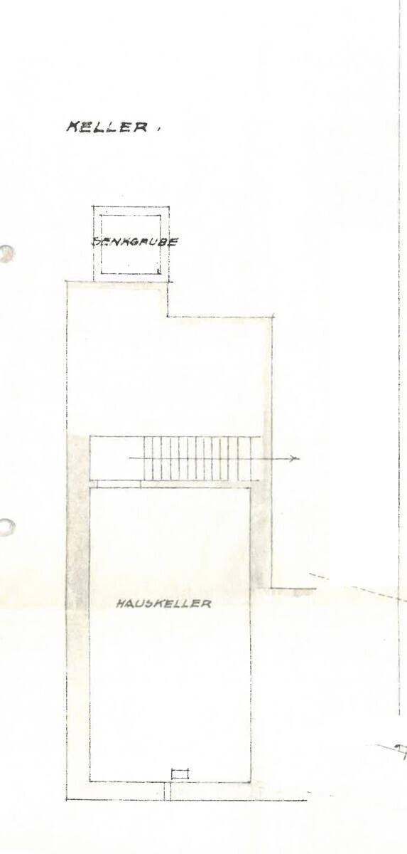 Grundriss des Kellers mit Hauskeller und Zugangstreppe.