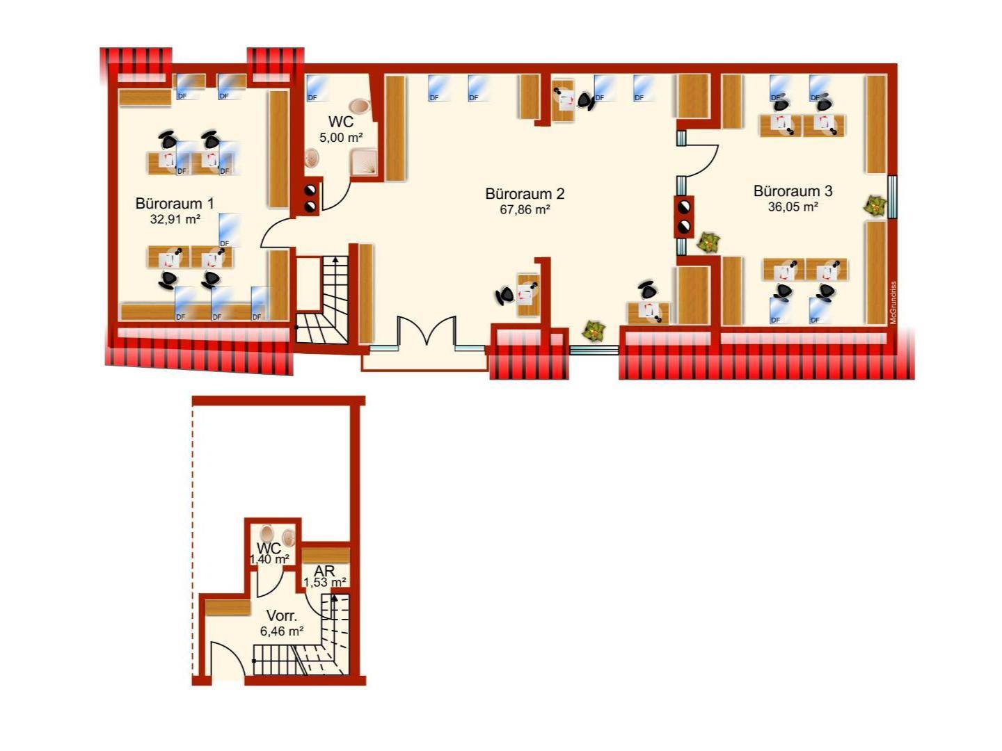 Schematischer Plan Büro