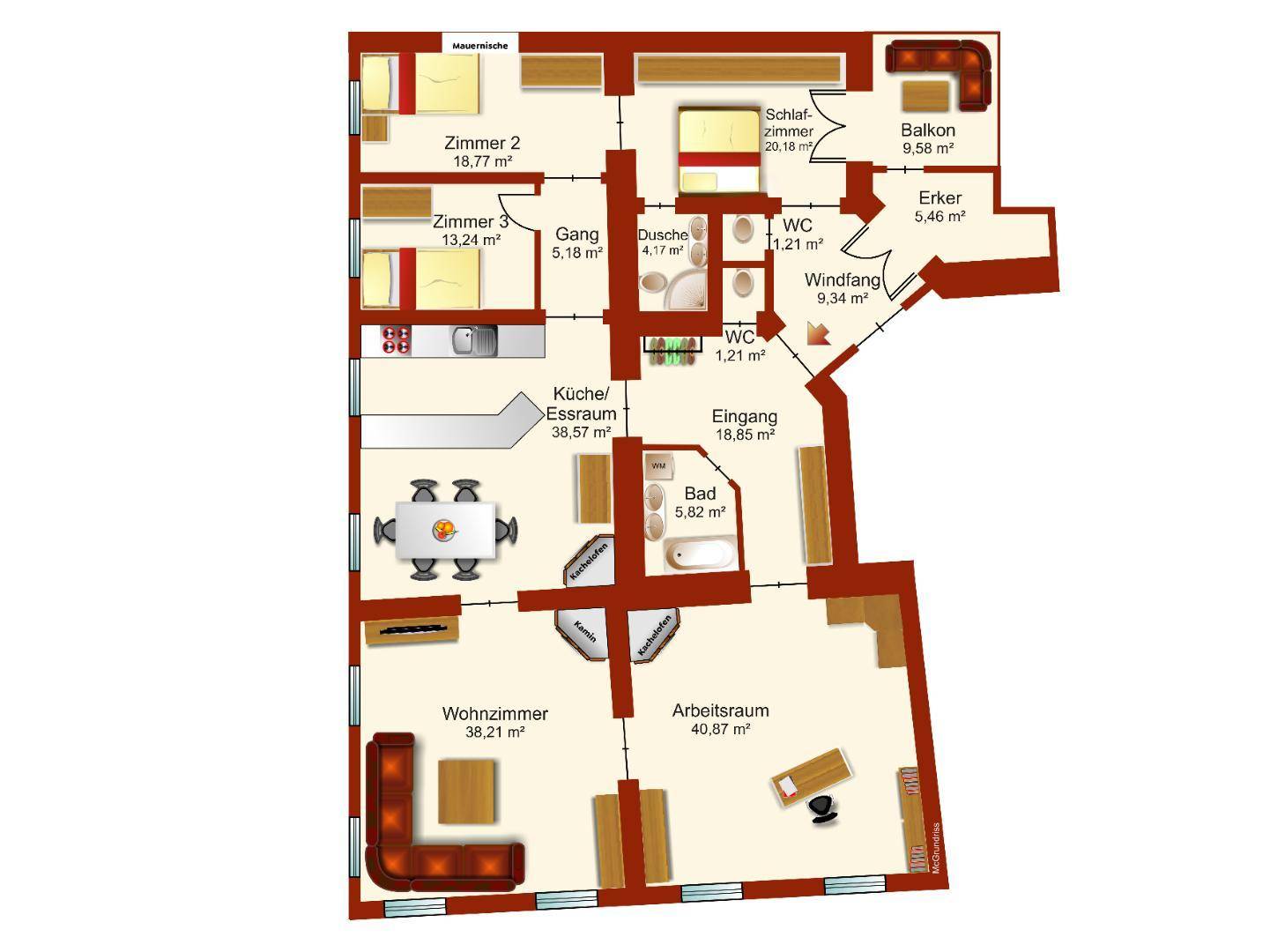 Schematischer Plan der Wohnung