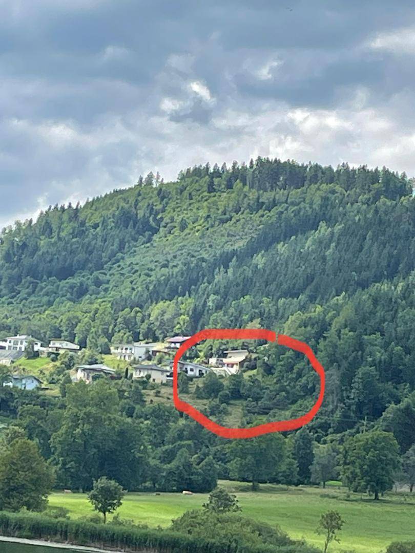 Blick Richtung Grundstück- Hanglage