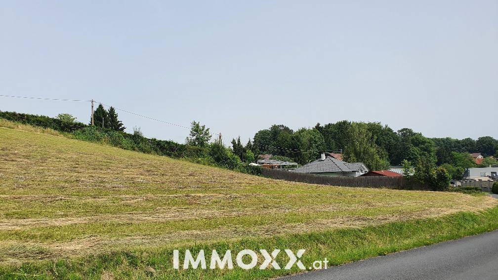 Panoramablick über eine weite, grüne Landschaft mit Feldern, Wäldern und vereinzelten Gebäuden am Horizont.