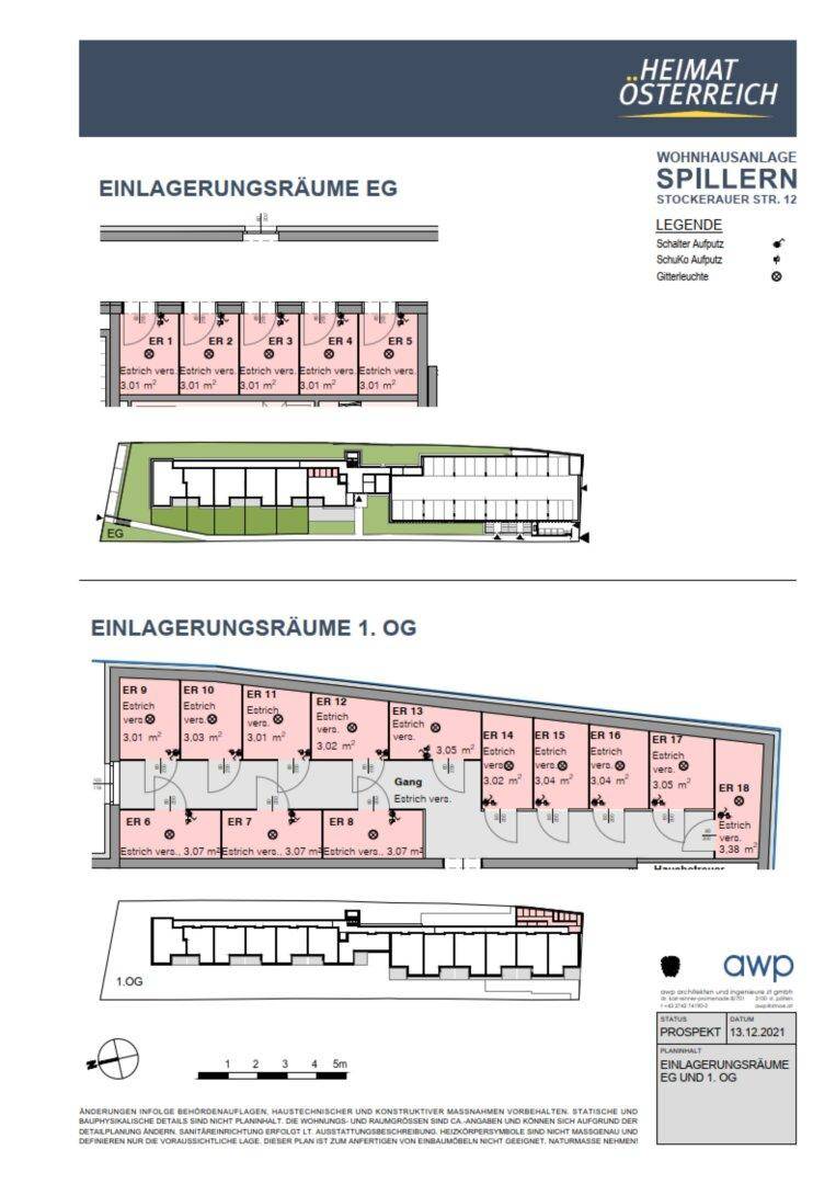 Grundriss der Einlagerungsräume im Erdgeschoss und ersten Obergeschoss der Anlage.