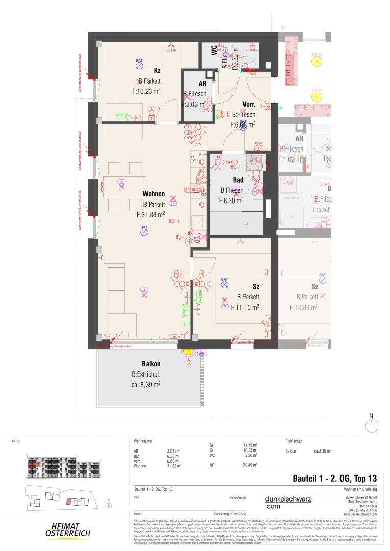 Wohnungsplan Bröllsteig 10, Top 13