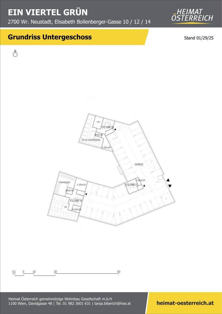 Grundriss des Untergeschosses zeigt die Tiefgarage und weitere Abstellräume für die Bewohner.