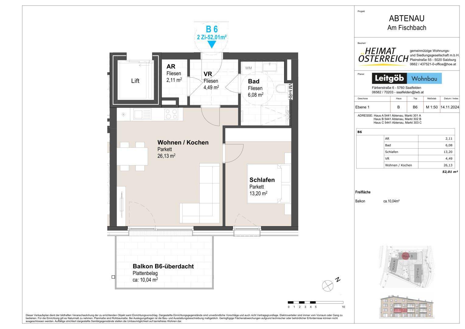 Wohnungsplan - Top B6