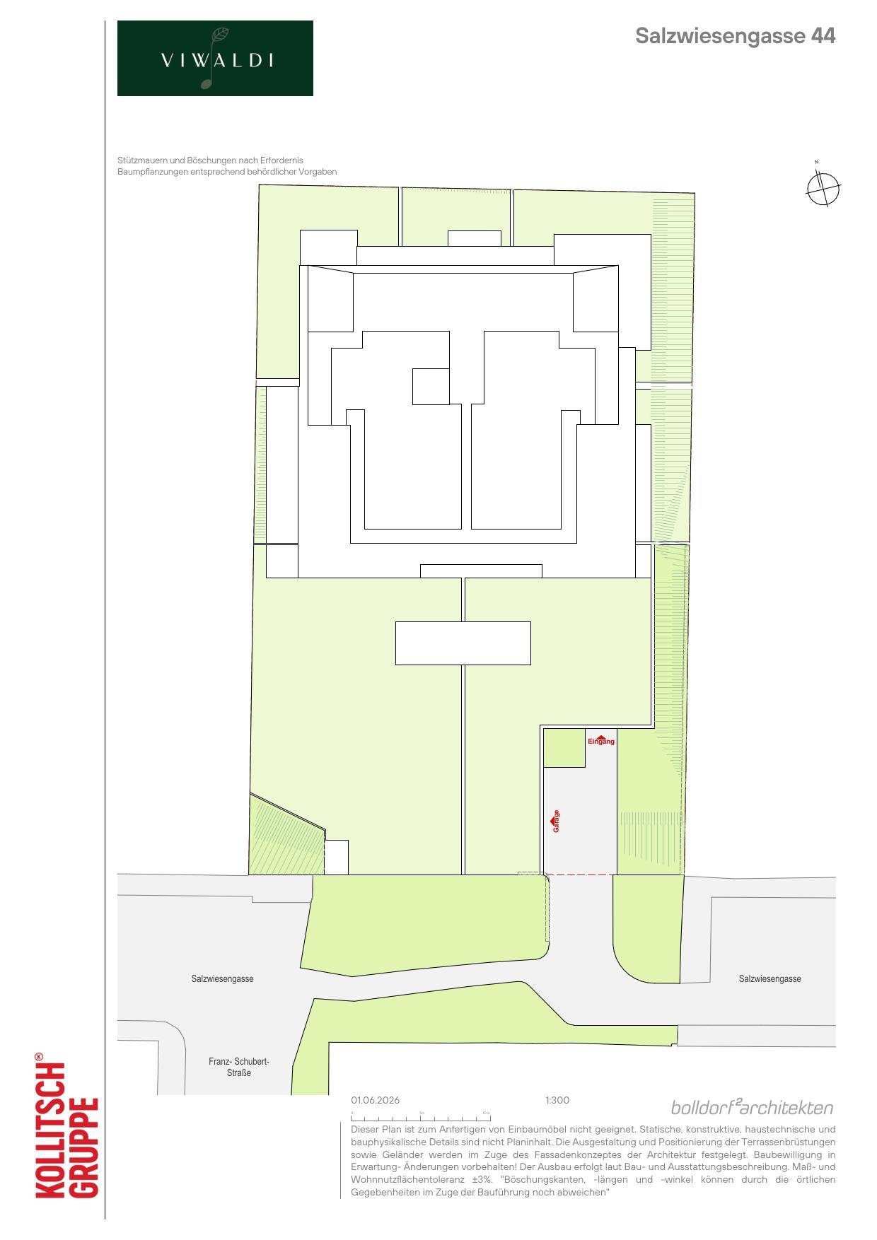 Lageplan des Grundstücks mit der Position des Gebäudes und der Zufahrtswege.