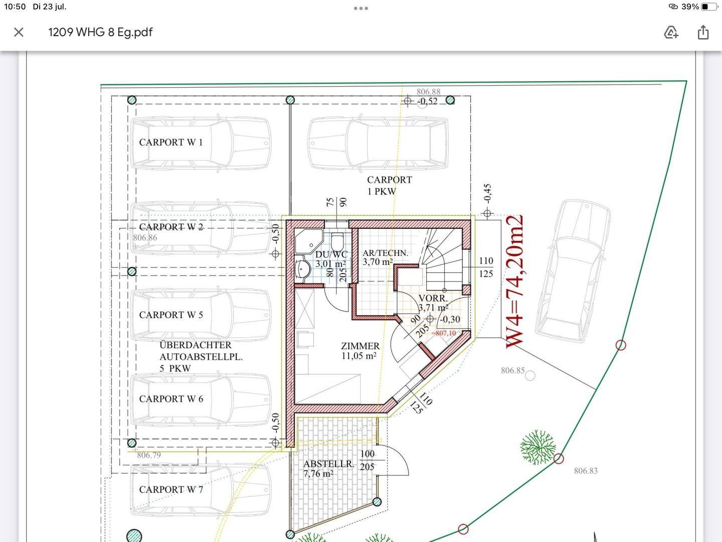 Wohnungsplan EG mit Carport