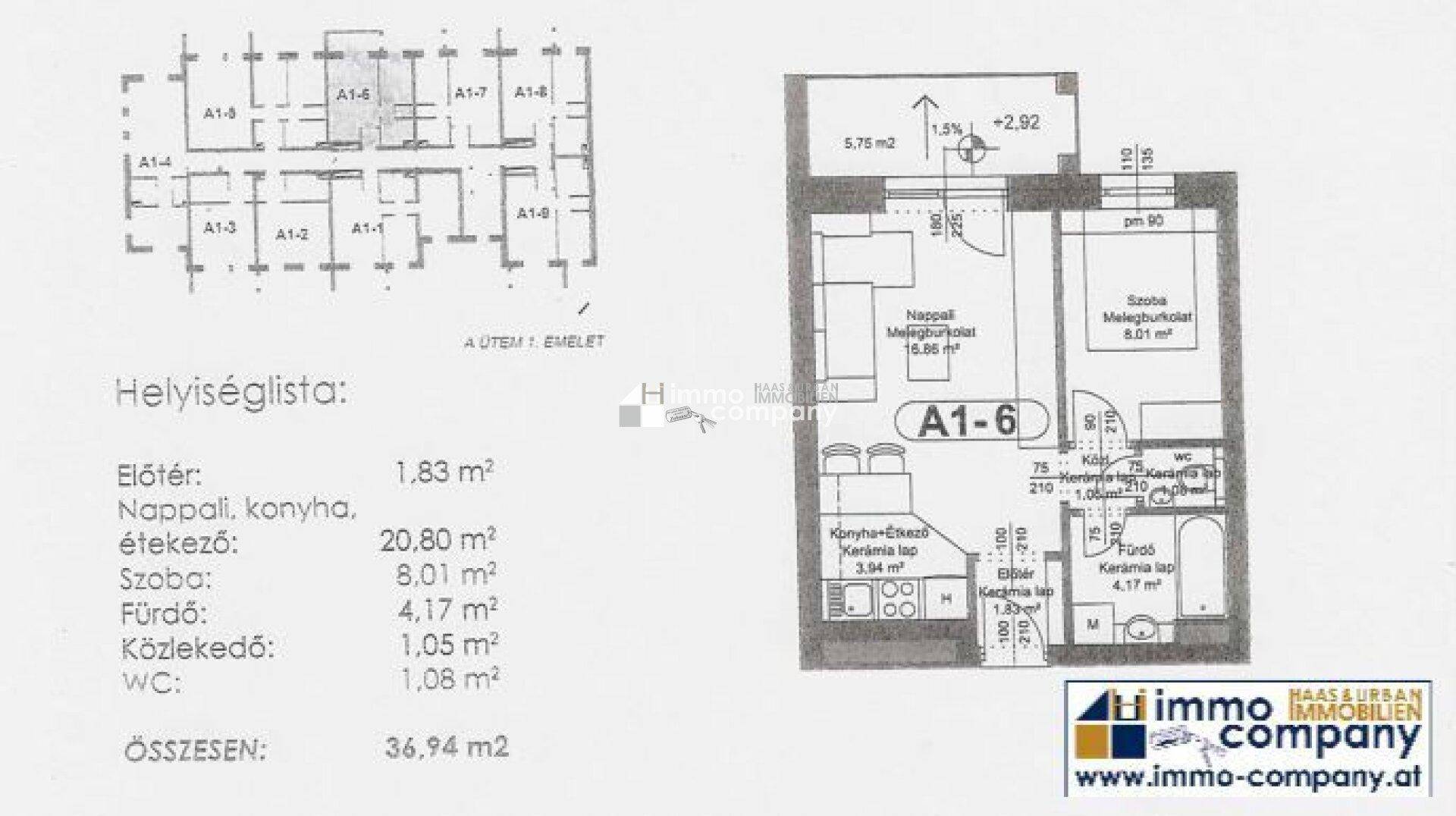 Grundriss Wohnung 36.94m²