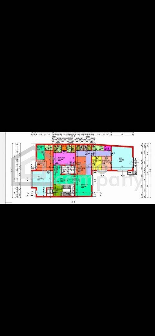 Übersichtlicher Grundriss einer Etage mit farbigen Funktionsbereichen und Gesamtlayout.
