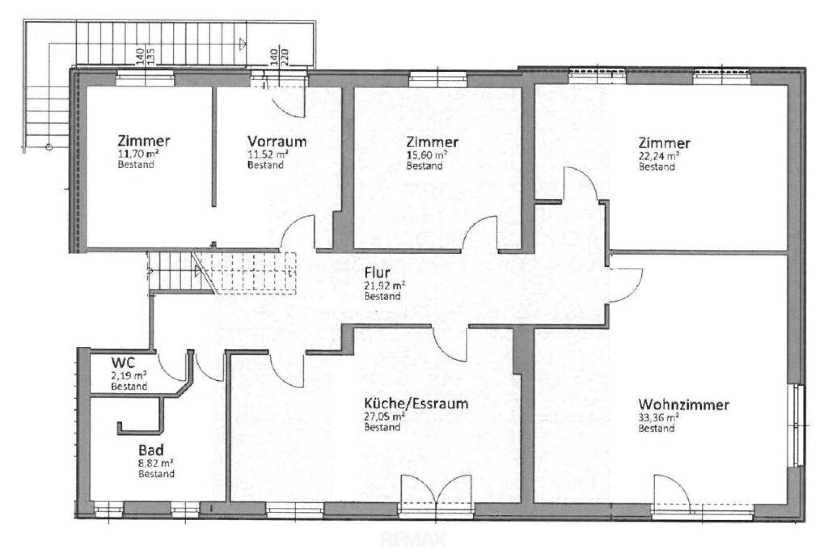 Detaillierter Grundriss der Wohnung mit Raumaufteilung und Flächenangaben.