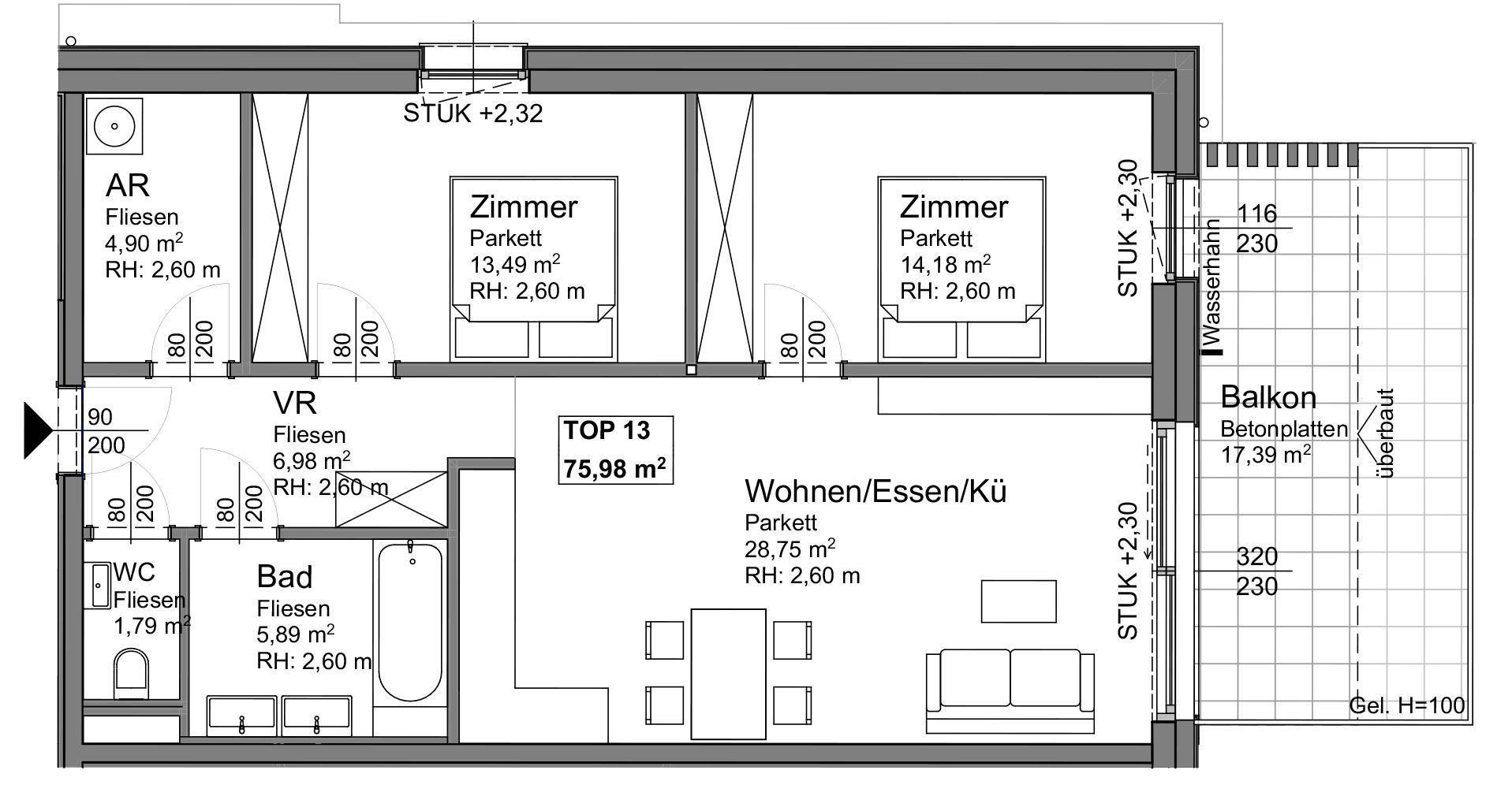 Grundrissplan Top 13