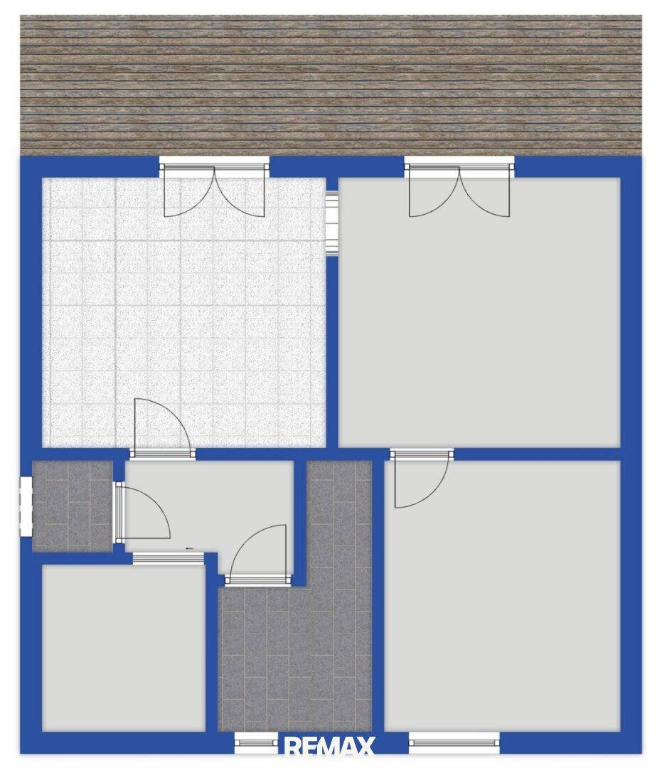 Grundriss des Obergeschosses mit Schlafzimmern und Bad.