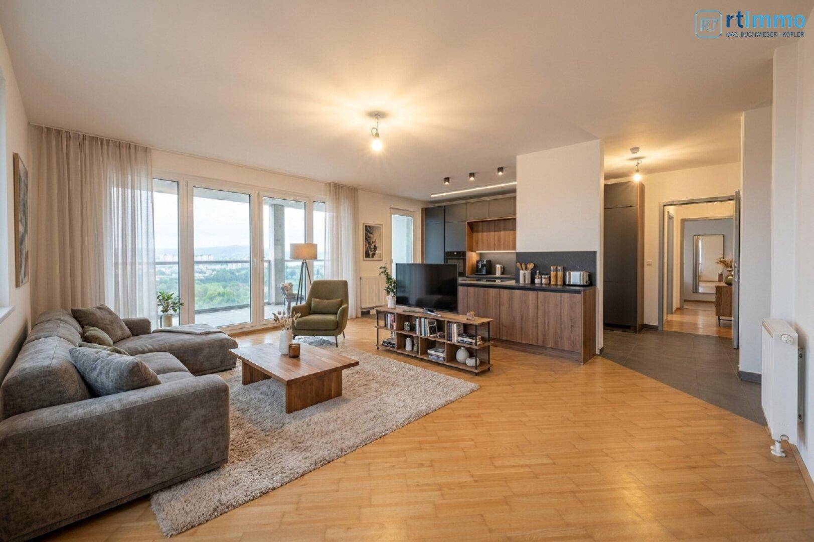 AVANT-GARDE ARCHITEKTUR COOP HIMMELBLAU: 3,5 ZIMMERWOHNUNG mit riesiger Loggia und Fernblick - Ansicht 5