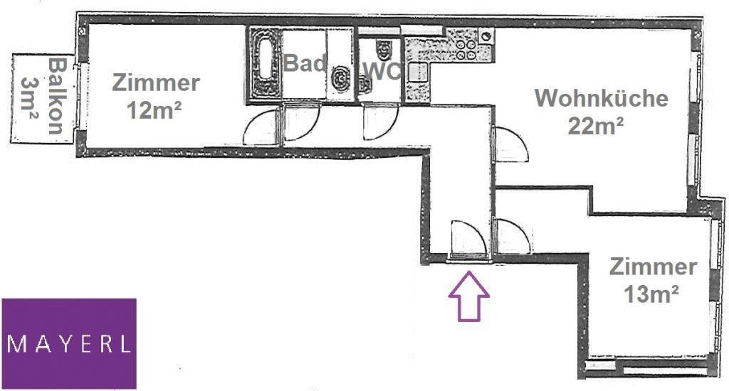 Plan von spiegelgleicher Nachbarwohnung