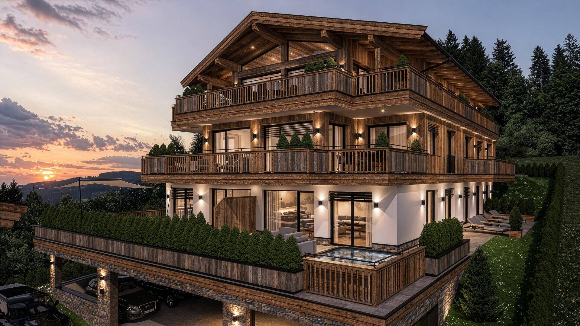 KITZIMMO-Luxuswohnungen in Top-Sonnen-Ruhelage kaufen - Immobilien Kirchberg.