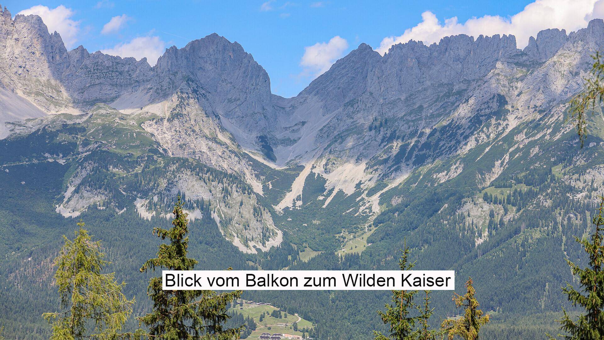 Atemberaubender Blick auf die majestätischen Gipfel des Wilden Kaisers von der Immobilie aus.