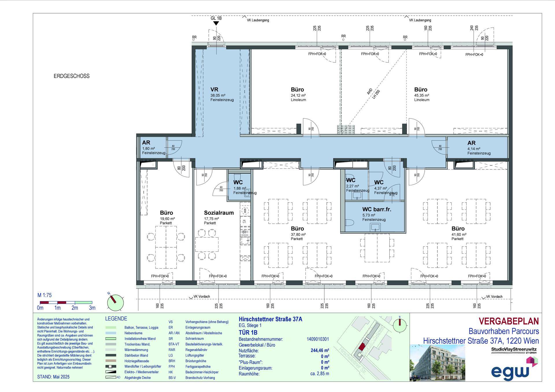 Plan - Gewerbelokal, Stiege 1 Top 1B