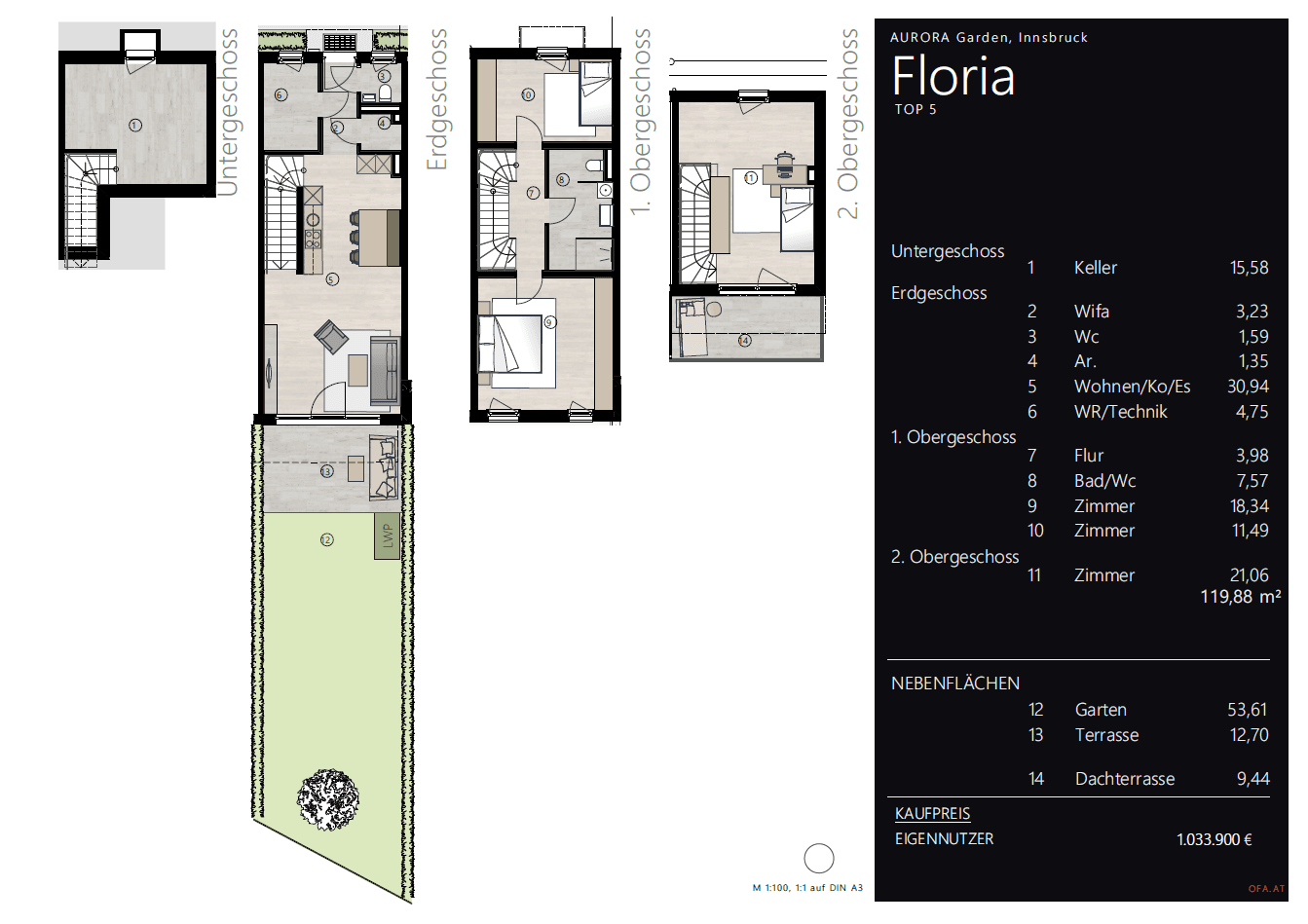 Traumhaftes Reihenhaus mit Dachterrasse im Westen von Innsbruck - Ansicht 6