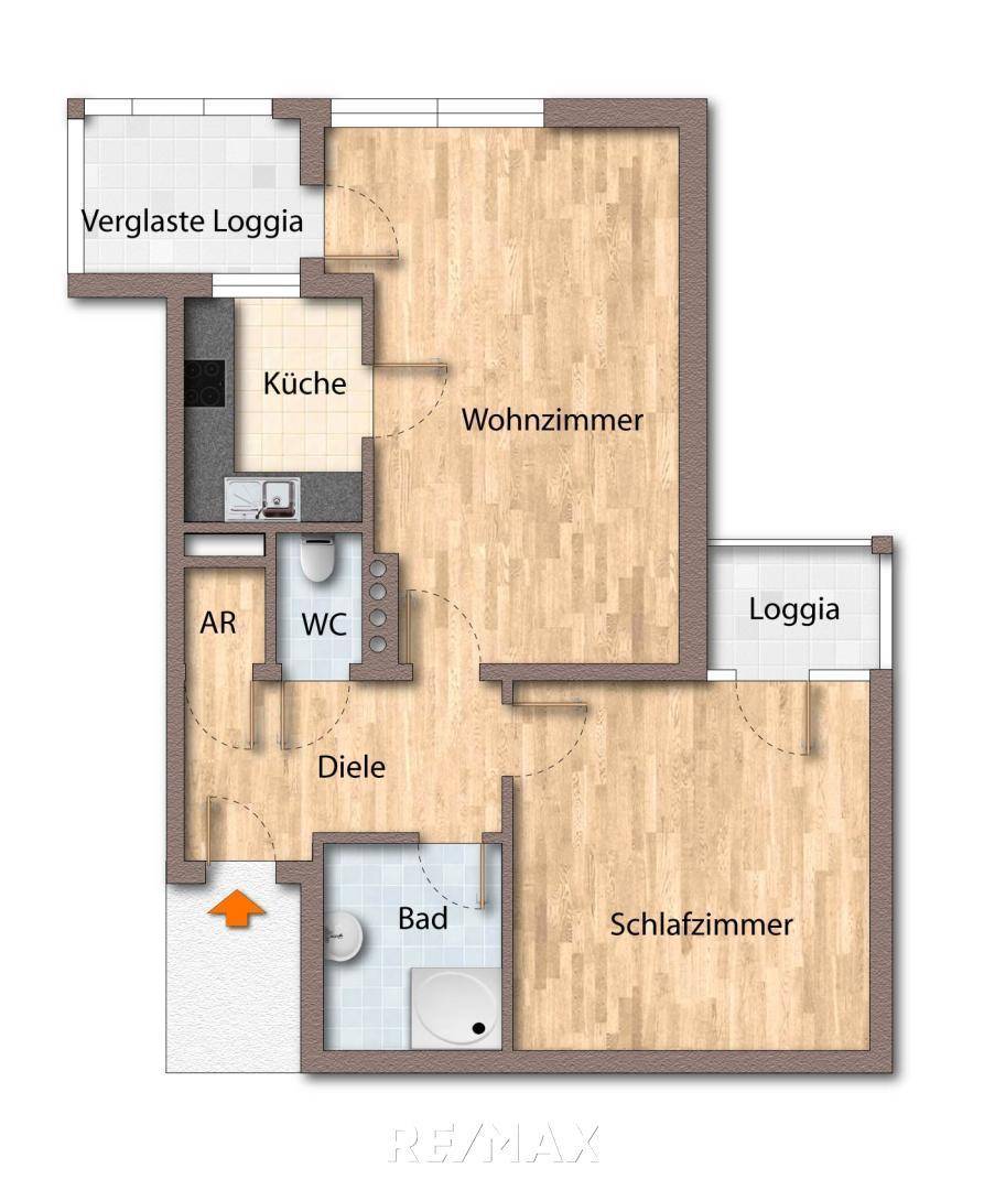 Grundriss als schematische Darstellung unmmöbliert