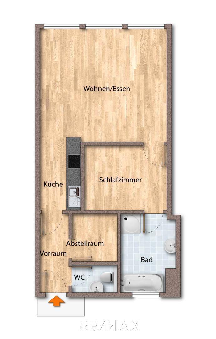 Grundriss als schematische Darstellung unmöbliert