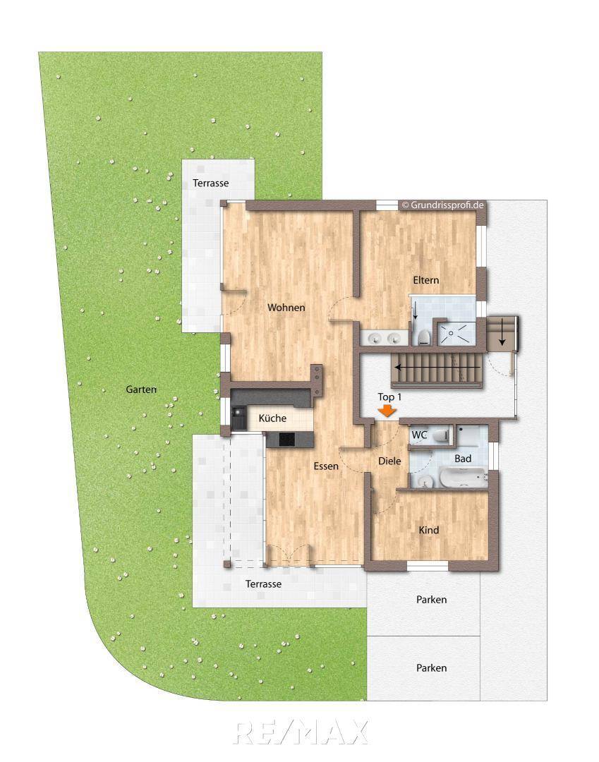 Grundriss unmöbliert als schematische Darstellung