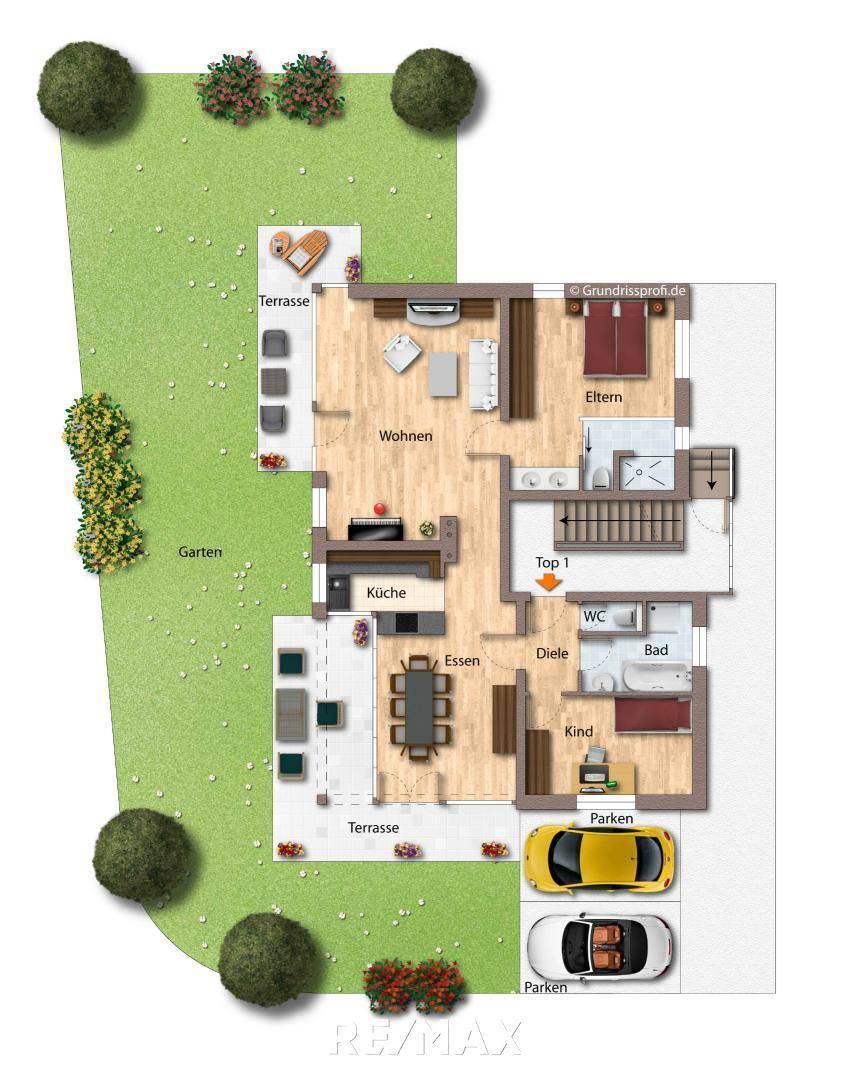 Grundriss möbliert als schematische Darstellung