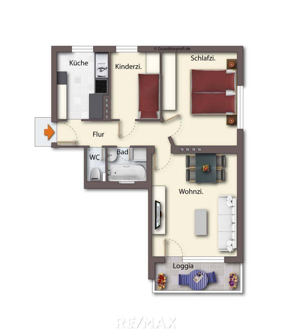 Grundriss als schematische Darstellung_möbliert