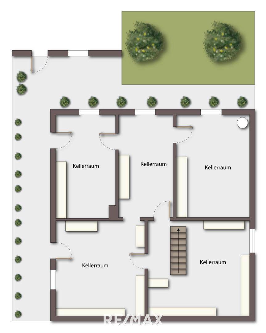 Kellergeschoß als schematische Darstellung