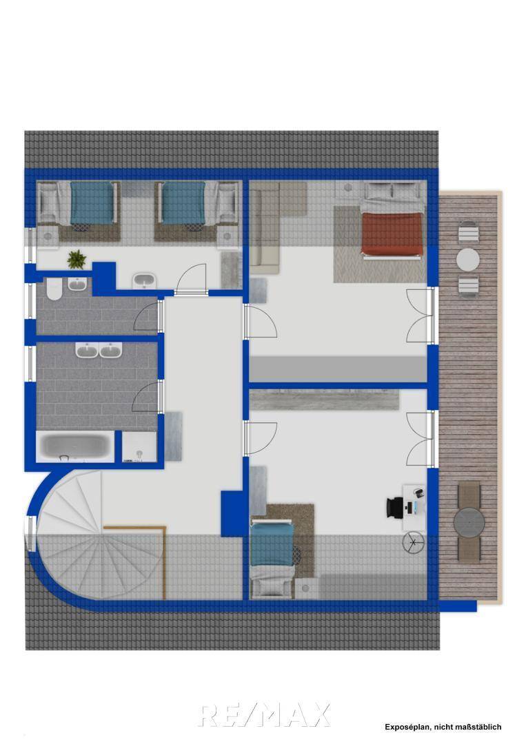 Grundriss OG/DG als schematische Darstellung