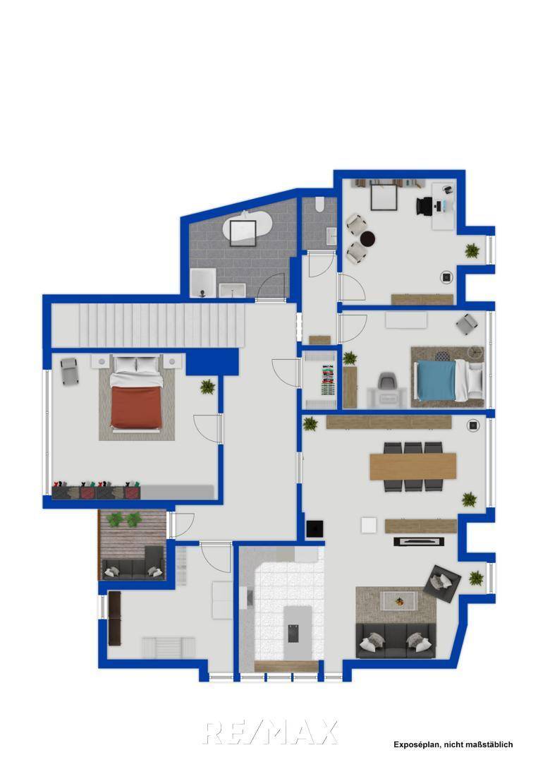 Grundriss möbliert als schematische Darstellung