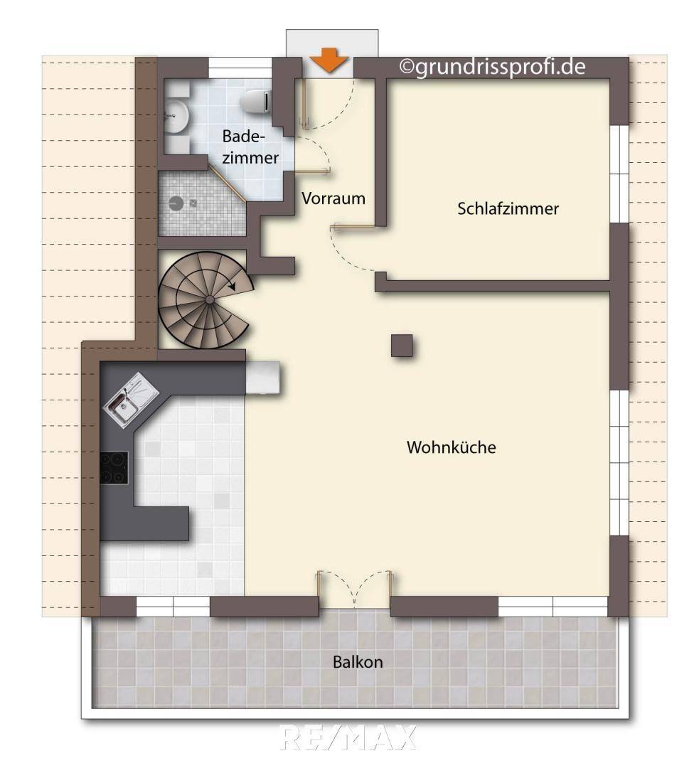 Grundriss als schematische Darstellung unmöbliert