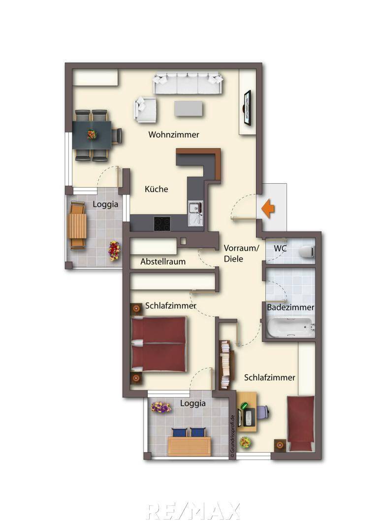 Grundriss als schematische Darstellung_möbliert