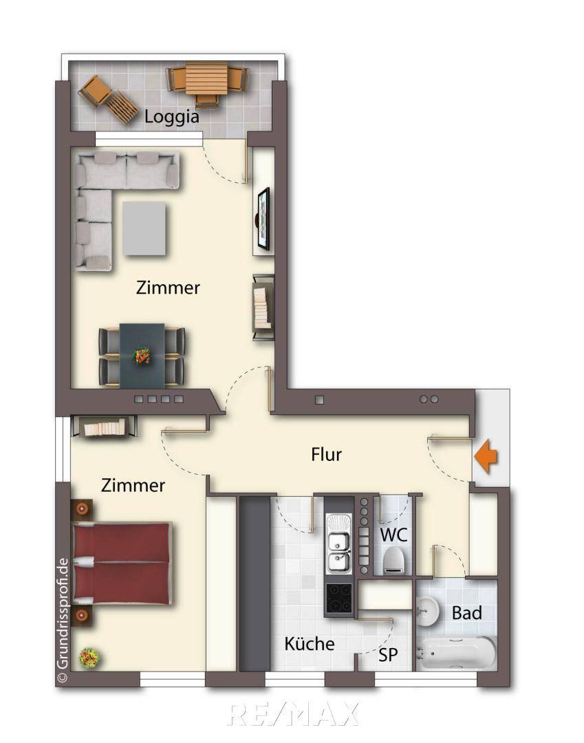 Grundriss als schematische Darstellung_möbliert