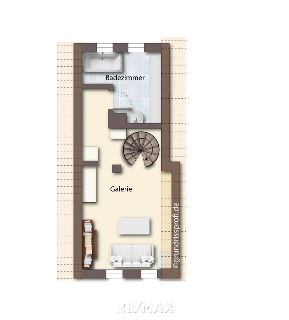 Galerie als schematische Darstellung möbliert