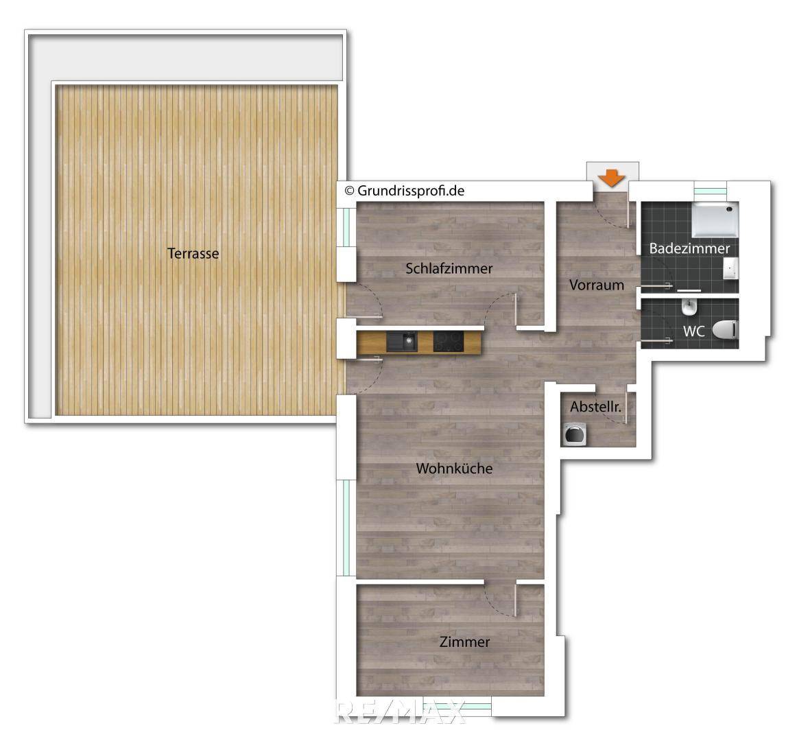 Grundriss als schematische Darstellung unmöbliert