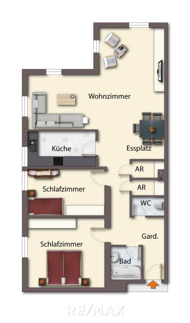 Grundriss als schematische Darstellung_möbliert