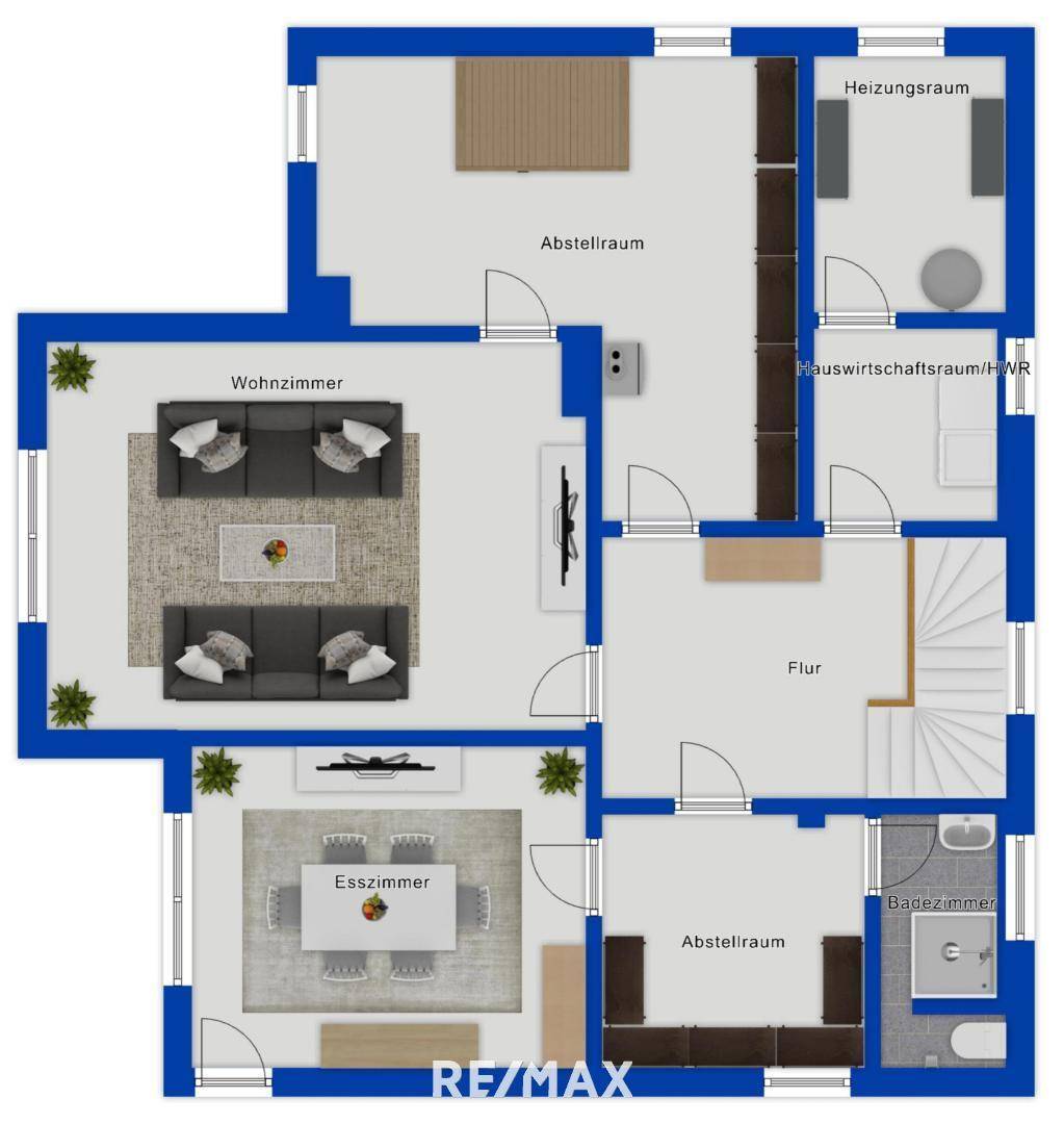 KG Grundriss als schematische Darstellung möbliert