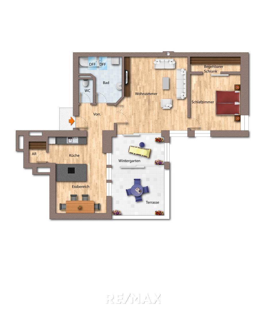 Grundriss als schematische Darstellung_möbliert