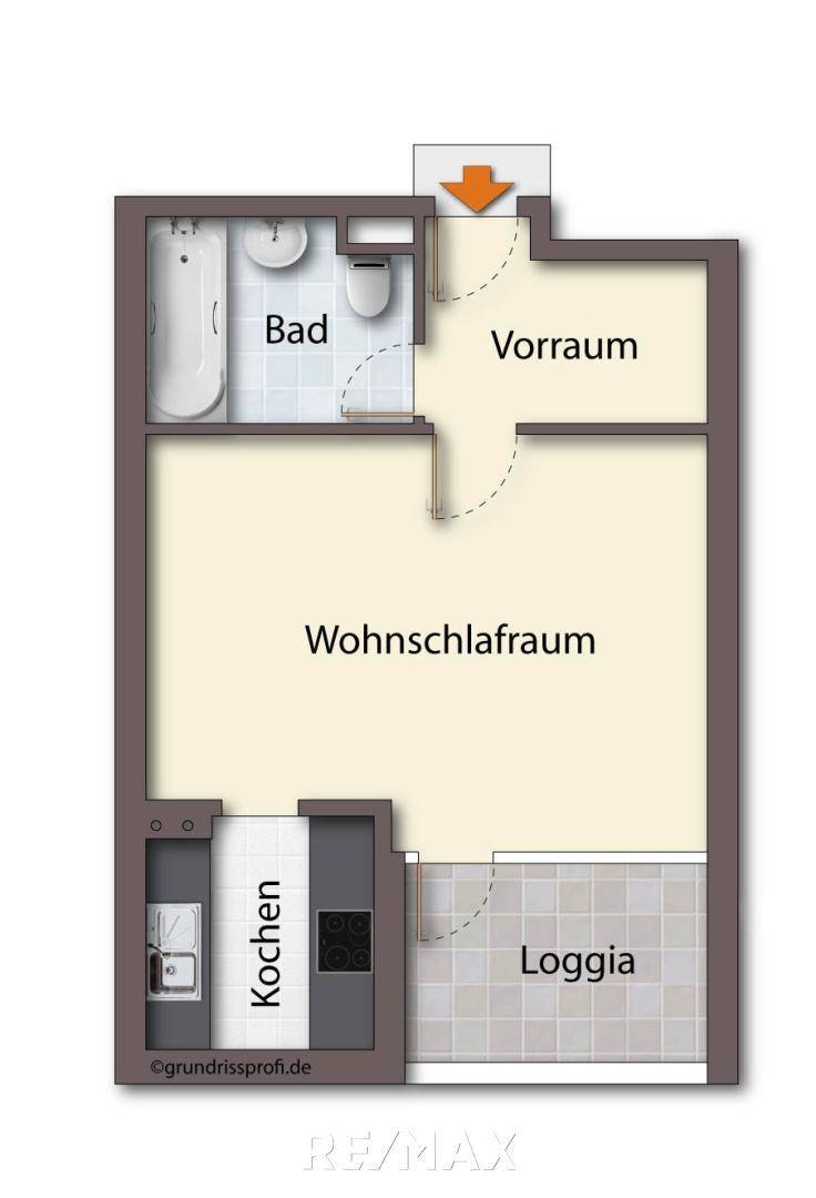 Grundriss als schematische Darstellung unmöbliert
